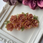 大きめバレッタ「Rose bouquet」〜浅蘇芳色　送料無料