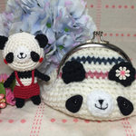 【chi-25nic0o様ご注文品☆】パンダくんのがま口とパンダくんのBabyストラップ☆