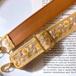 ショルダーストラップ　インド刺繍リボン×レザーベルト