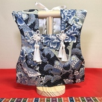 ベビーお祝い着(被布)／兜・牡丹・宝船(濃藍) 〜12カ月前後