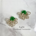 【jellyfish】グリーン×シルバー　イヤリング/ピアス