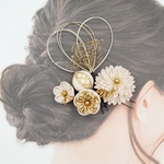 [受注生産]和装　着物　髪飾り　成人式　前撮り　結婚式　白無垢　つまみ細工　お花　ゴールド　ベージュ