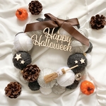 ハロウィンリース 毛糸玉リース グレー