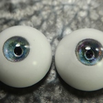 16mm 黒硝子の瞳孔の水彩風アイ　石膏レジンアイ ドールアイ