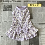 リボンいっぱいのワンピ　(ラベンダー)　Mサイズ　犬服