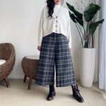 暖かな起毛素材♪リラックスワイドパンツ（タータンチェック）