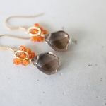 14KGF carnelian　smoky quartz pierce [kgf5056]