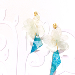 【春到来】＊ドライフラワー×生革イヤリング＊スカイブルー