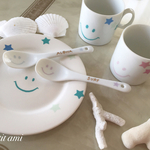 三点セット☆名前入り   ニコちゃんキッズマグ&お皿&スプーンのセット