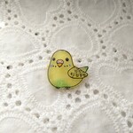 【愛鳥祭】親指サイズのセキセイさんブローチ 黄ハルクイン