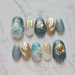 和柄ニュアンスネイル 青