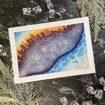 美しきこの世界 抽象画 透明水彩画 海 星空 宇宙 銀河 天体 流星群 夜景 水面 インテリア 壁面装飾 ギフト