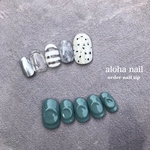 ネイルチップ ニュアンス ぷっくり もやもや ボーダー ダルメシアンネイル