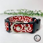 《和柄 赤色 古典 唐草模様》犬首輪  2cm幅  ～中型犬用20kg以下 red dog collar