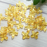 New！20個★ガラスの花ビーズ　ラメやまぶき