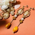 オレンジベース🍊お花＆フルーツ？！の揺れるピアス