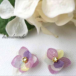 送料無料 ♡人気色♡紫陽花ピアス♡ノンホール