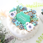 アイシングクッキー 花 自然 植物 誕生日 ケーキ 飾り エディブルフラワー お花 ケーキ フラワーケーキ 手作り 青
