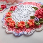 レース編み お花のドイリー コースター2枚セット 🌷🌸🌺🌻