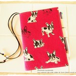 手帳カバーほぼ日手帳オリジナルサイズ A6 対応バタフライタイプ　ブルドッグ　ピンク
