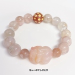 🆕プルプルピーチ♡塩源瑪瑙貔貅さんと桜瑪瑙と満天天珠ブレスレット☆*:.｡. 
