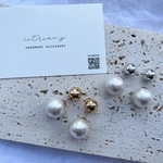 【silver】コットンパール × ボールキャッチ pierce