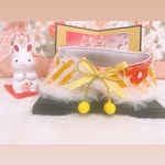 うさぎ♡お正月＊和柄ケープ♡黄色リボンストライプ