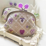 手刺繍がま口「from my little garden~ビオラ~」♦25日(日)販売予定