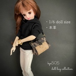 1/6 doll size本革バッグ　オーストリッチ風レオパード