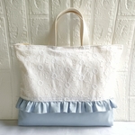 マーガレット刺繍レースのレッスンバッグ