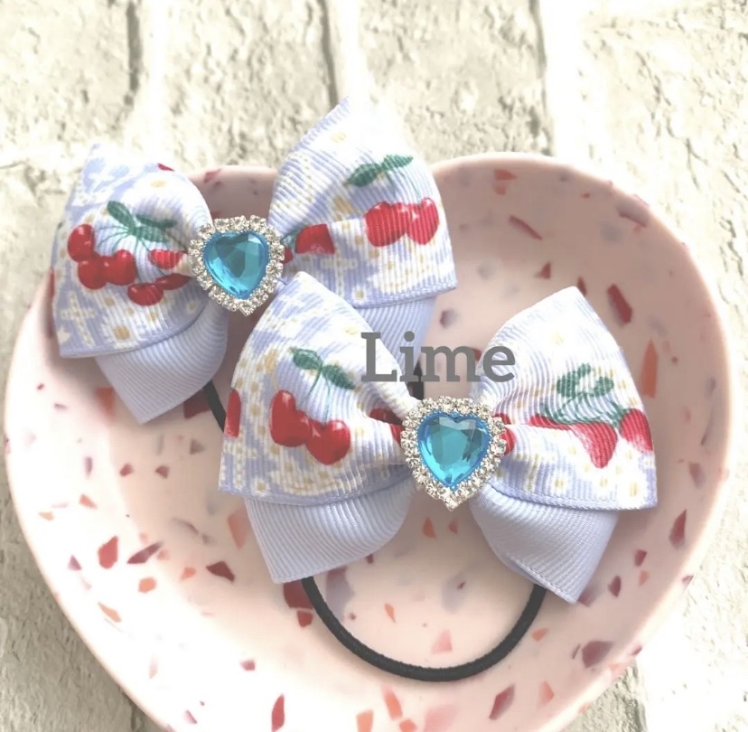 さくらんぼ柄リボン ヘアゴム キッズリボン - LAIMM'S GALLERY | minne