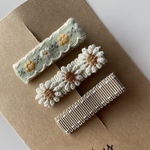 【秋の新作】お花とリボンのベビーヘアクリップ3点セット