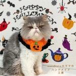 プチリニューアル再販✨　ハロウィンスタイ　オレンジ🧡　ペット　猫　スタイ　首輪