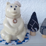 しろくま貯金箱　ミナペルホネン　ヒュッテ　タンバリン　マット＆ツリー　ハンドメイド