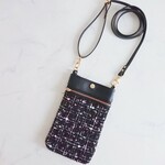 スマホポシェット  ツイード×フェイクレザー ブラック 