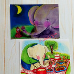 ゾウとネズミの女の子のポストカードセット