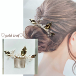 ヘアコーム💐3種のゴールドリーフ♡小枝のヘアアクセサリー かすみ草風  お呼ばれ  ブライダル  ウェディング 和装  卒業式 