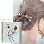 Uピン💐3種のゴールドリーフ♡小枝のヘアアクセサリー 3本セット かすみ草風  お呼ばれ  ブライダル  ウェディング 和装  卒業式 
