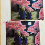 夜桜テディベアのポストカード２枚セット