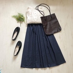 微起毛｜紺｜ネイビー｜ギャザースカート