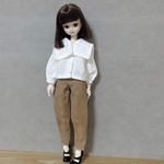 リカちゃんサイズ服　セーラーカラーブラウス　ハンドメイド　●送料無料●