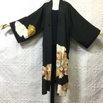 【黒留袖・120㎝ロングカーディガン・着物リメイク】