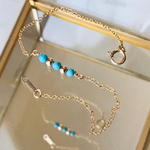 再販！14kgf ✴︎ターコイズ✴︎プチラインブレスレット／アンクレット　小ぶり　極小　繊細✴︎12月誕生石　トルコ石