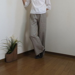 mu様オーダー用・(股下無料調整)リネンのゆったりきれいなセミワイドパンツ・小さな千鳥格子他1点