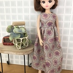 受注生産＊リカちゃん・服＊おしゃれなリーフ柄のロングワンピース