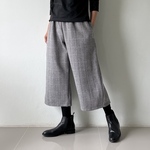 秋冬ゆったりパンツ１号　一枚でゆったりヘリンボーンツイードウール　ワイドパンツ　