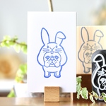 ウサギなりきりフレンチブルドッグ　消しゴムはんこ