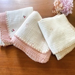 さくらんぼ  刺繍６重ガーゼブランケット　おくるみ　韓国イブル　70×90cm 出産祝い