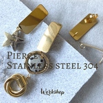 【4pcs】ステンレス304ピアス　レクタングル  ゴールド