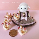 【送料無料】赤いリボンのうさぎさん　ミニチュアスイーツ　ドールハウス